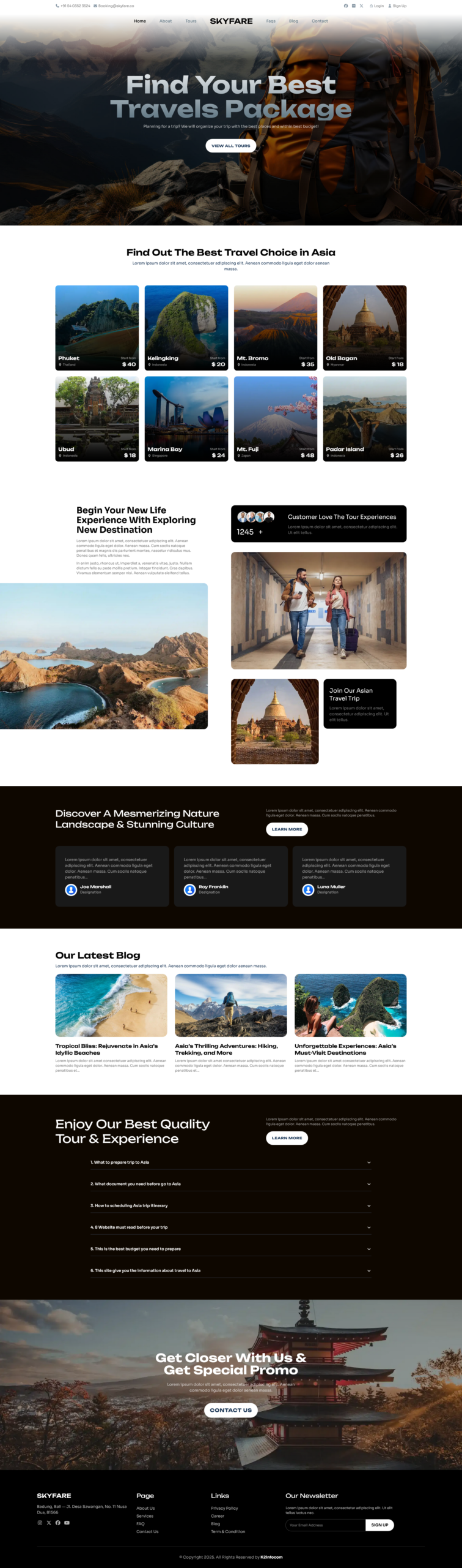 Skyfare travel website template