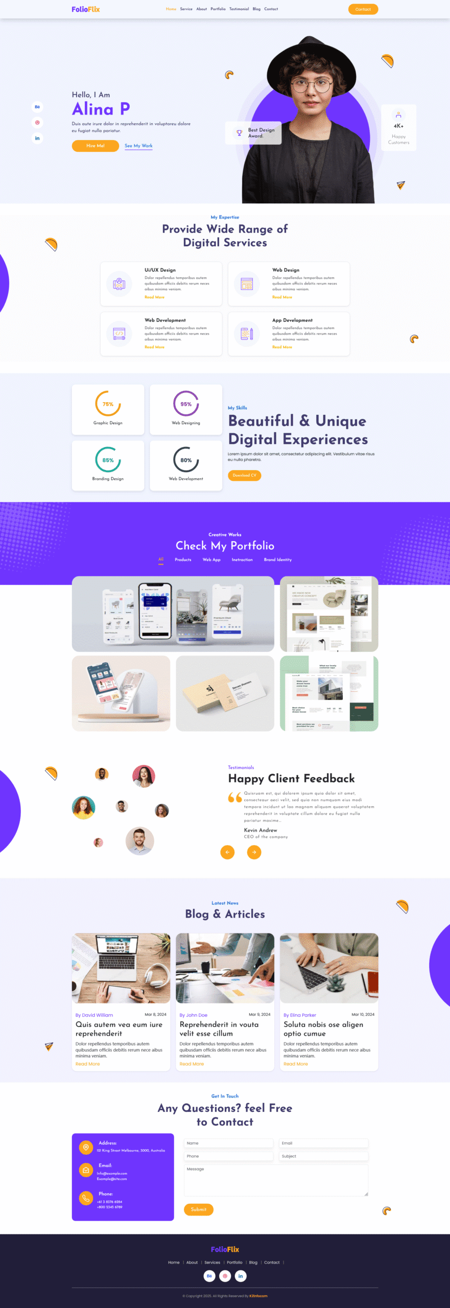 folioflix portfolio website template