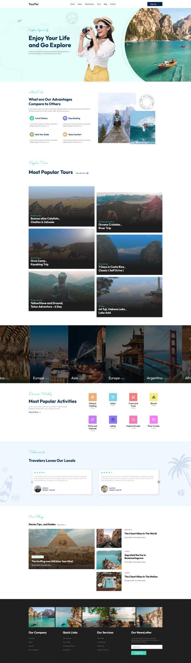 Tourper travel website template