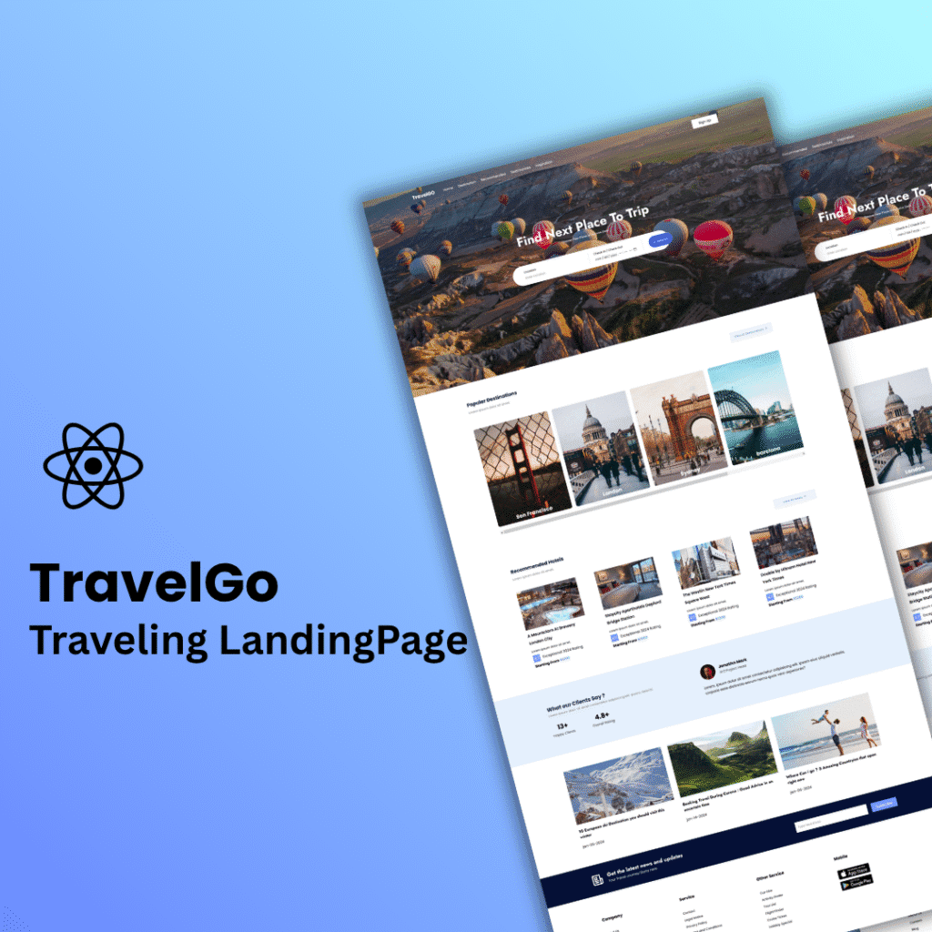 A Tour and Traveling Landing Page – React JS landing page