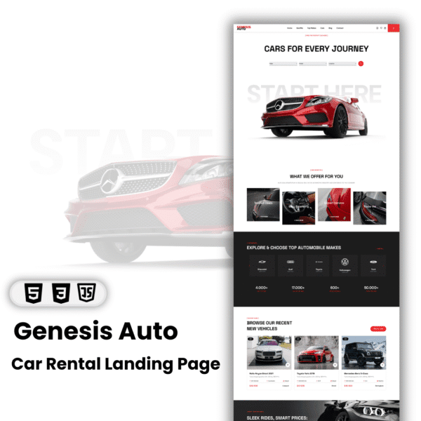 Genesis Auto Car Rental Landing Page Using HTML CSS JAVASCRIPT Ans SWIPER.JS