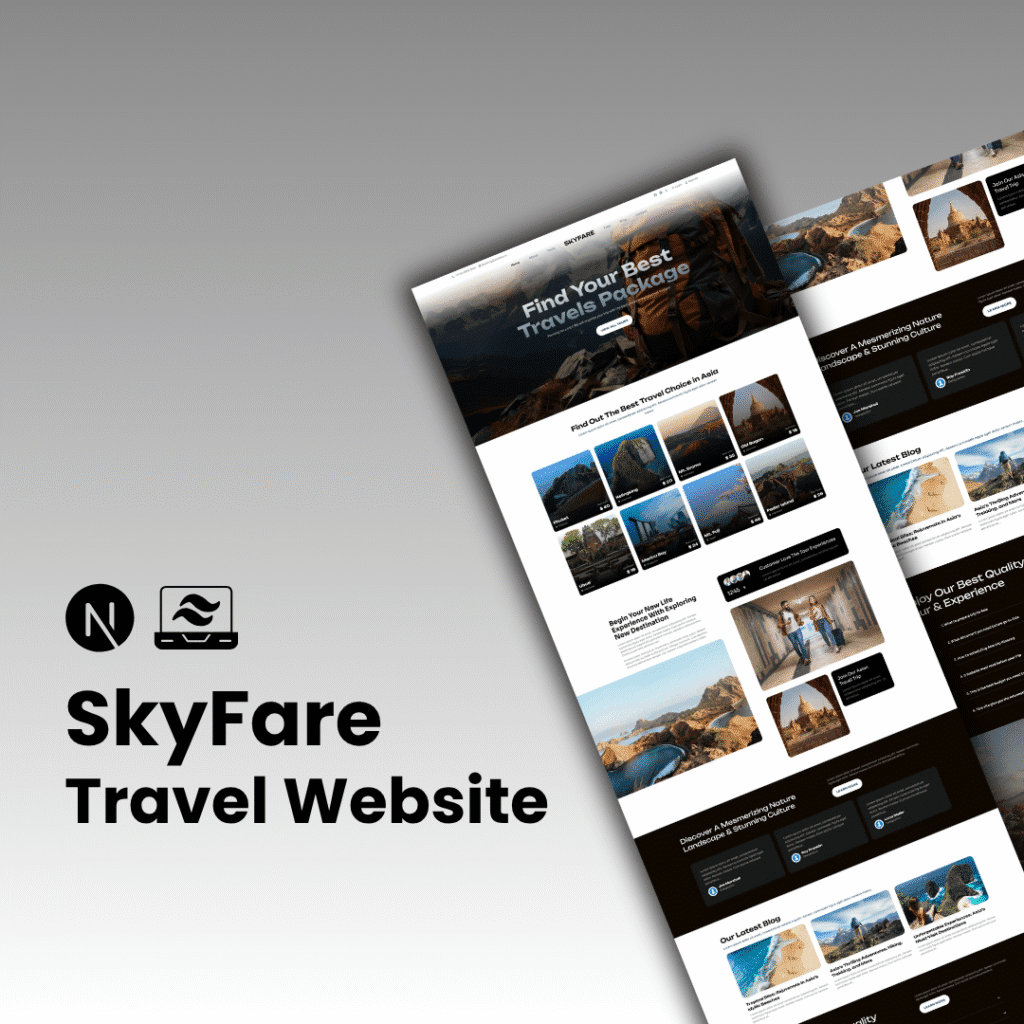 SkyFare Traveling Website Using Next.JS and Tailwind CSS