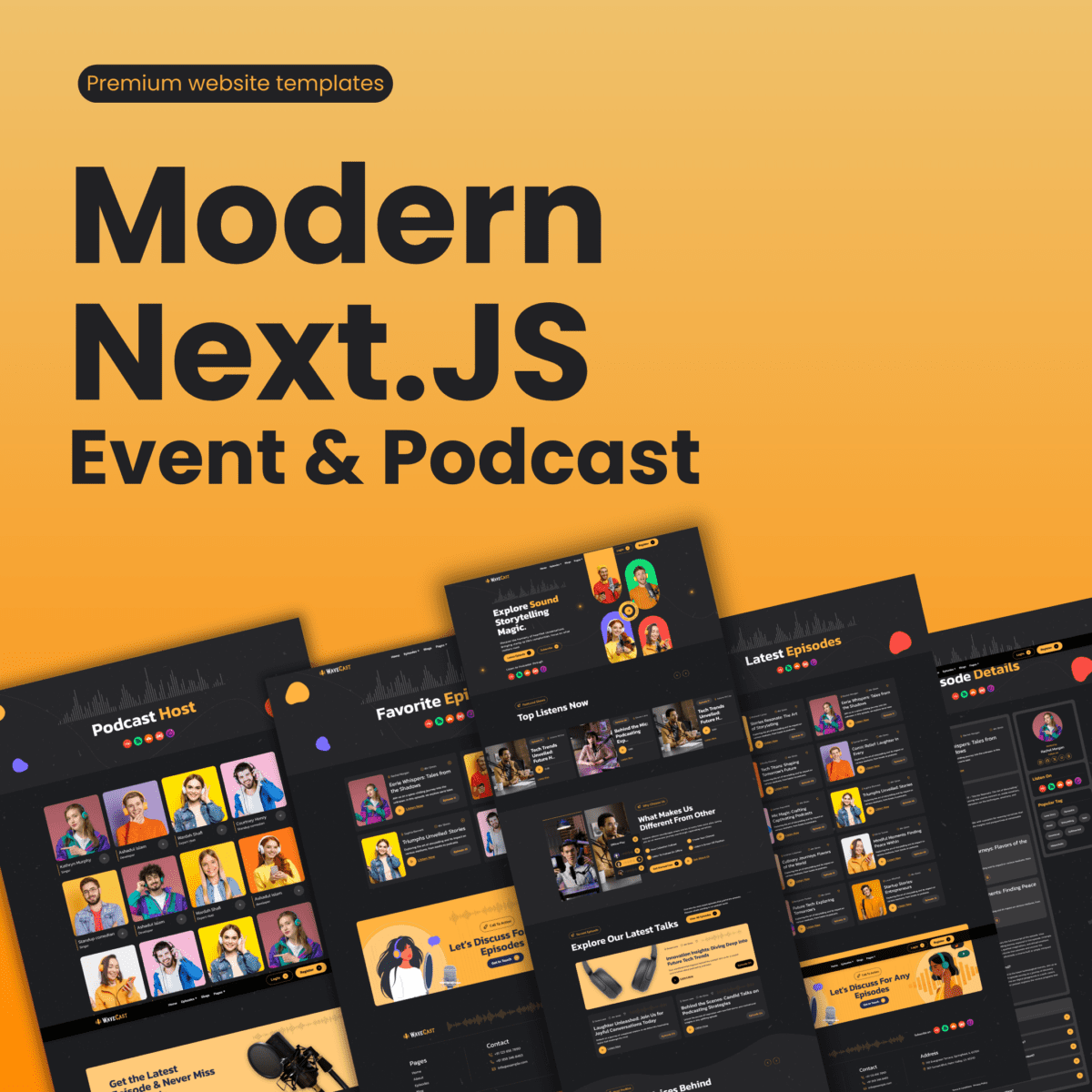 WaveCast - Podcast Website Template in Next.JS & Tailwind CSS - Image 1