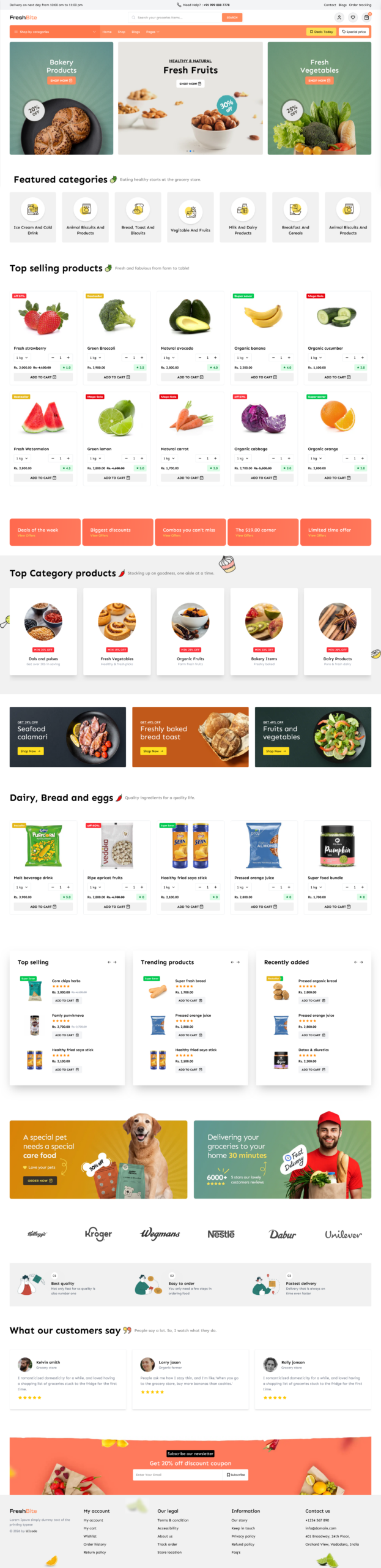 Freshbite Food Grocery Ecommerce Website Template